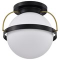 Nuvo Lakeshore 1-Light Large Flush Matte Black & Natural Brass White Opal Glass 60/7772